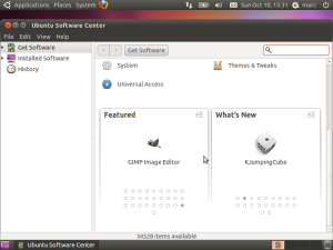 The featured and new applications in Ubuntu Software Center